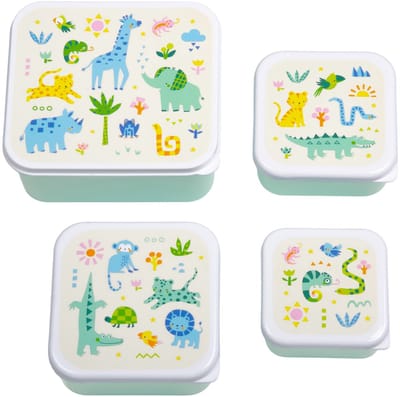 A Little Lovely Company - Brooddoos - Broodtrommel -Lunch & snack box set van 4 - Jungle