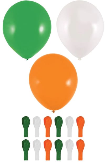 12 oranje-wit-groene ballonnen 23cm