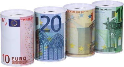 Set van 5 Metalen Spaarpotten met Euro-Ontwerp en Gelddoos voor Langdurig Sparen