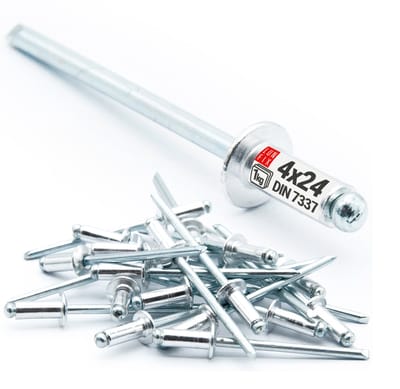 LUN FIX - Aluminium Blindnieten - 4 x 24 mm - 1 kg - Staal - Industrie-Standaard DIN7337