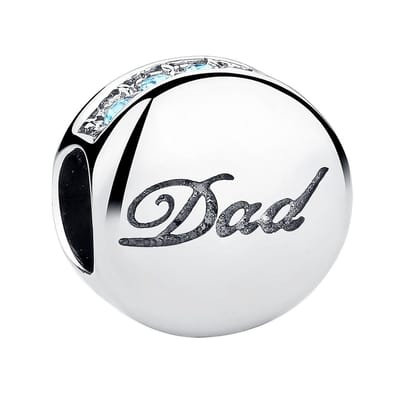 Dad bead blauwe zirkonia | vader papa bedel | bedels voor armband | Zilverana | geschikt voor alle bekende merken | 925 zilver | moederdag