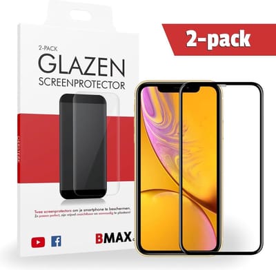 2-pack BMAX geschikt voor iPhone XR Screenprotector Full Cover Glas | Dekt het volledige scherm! | Beschermglas | Tempered Glass