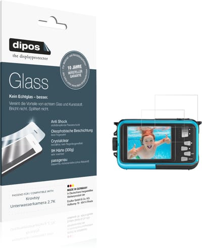 dipos – 2x Pantserfolie geschikt voor Krovtoy Unterwasserkamera 2.7K | 9H Screenprotector