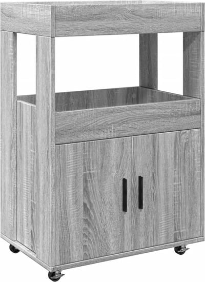 vidaXL - Drankkar - 60x39,5x89 - cm - bewerkt - hout - grijs - sonoma - eikenkleurig