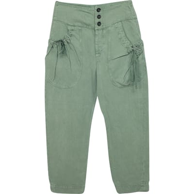 Isabel Marant Etoile cargo broek met plooien en zakken in groen linnen