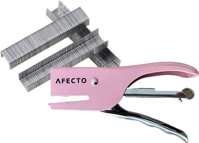 1+1 extra Afecto nietmachine met 1000 nietjes - Roze- metaal - lengte 14 cm