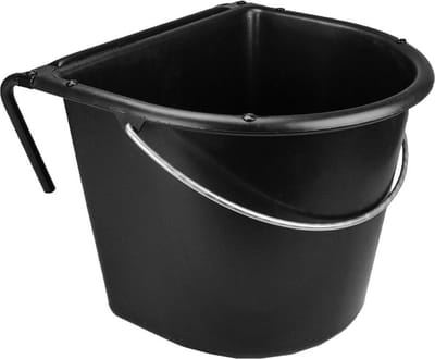 Vplast Voerbak 15 liter met ophang + hengsel - Voerbak paard - Voeremmer - Voerbak paarden ophang - Zwart