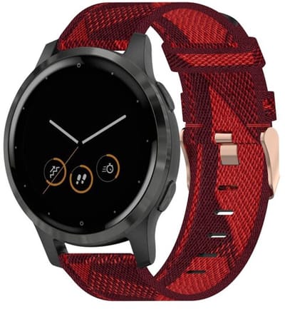 By Qubix - Geschikt voor Garmin bandje - 18mm - Geschikt voor Garmin Venu 4 - 41mm - Canvas nylon bandje - Rood