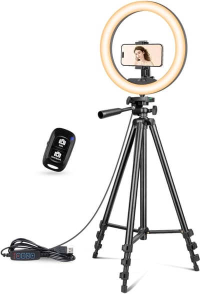 SNJY® Ringlamp Met Statief - Ringlamp Telefoon - Ringlampen - 12 Inch - 3 Kleurmodi - 10 Helderheidsniveaus - Zwart
