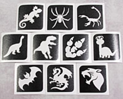 Temporary Tattoo Stencil Set - Sjablonen Glitter Tattoos - Dino