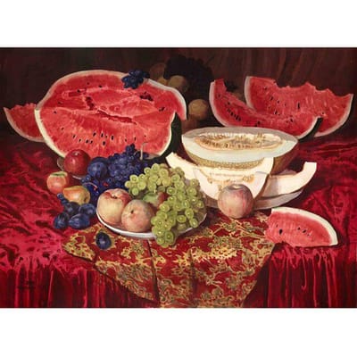 Diamant schilderij bloemen fruit watermeloen druiven handgemaakte DIY Diamond schilderij kruis borduurwerk 20X30CM beige