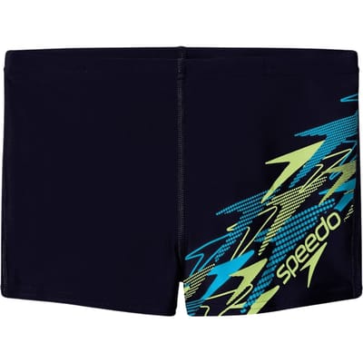 Speedo Medley Logo Aquashort Jongens - Zwembroek Jongens met Vormvaste Pasvorm - Zwemshort Jongens met Voering - Sportzwembroek Kids met Trekkoord - Zwart/Groen - 152