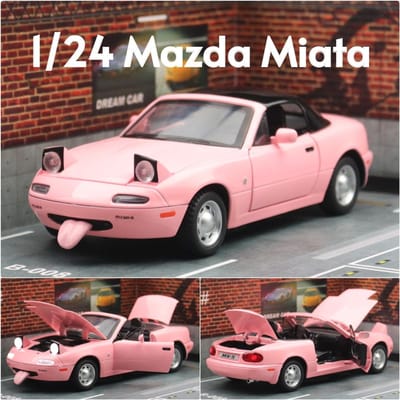1/24 Mazda Miata Mx5 Roadster Speelgoedauto Model Diecast Legering Metaal Miniature Voertuigmodel Geluid & Licht Collectie Cadeau Voor Jongen white