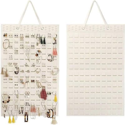 Witte Flanel Wand Organisatie voor Oorbellen en Hangers - Muur- en Deurhouder voor Sieraden