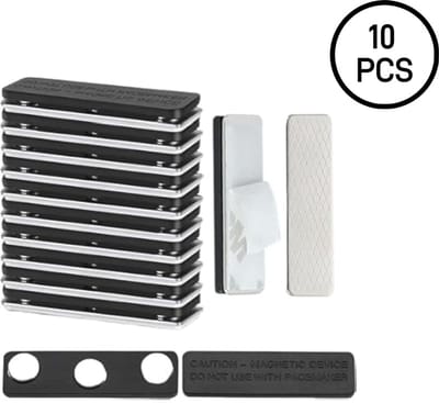 10 stuks - Zwarte magnetische naambadgelabels - Magnetische naamlabels - Herbruikbare naambadgemagneten - voor labels - met drie magneten - Zwart - voor uniformen, personeel, gereedschapskisten, whiteboards, klaslokalen en tentoonstellingskleding