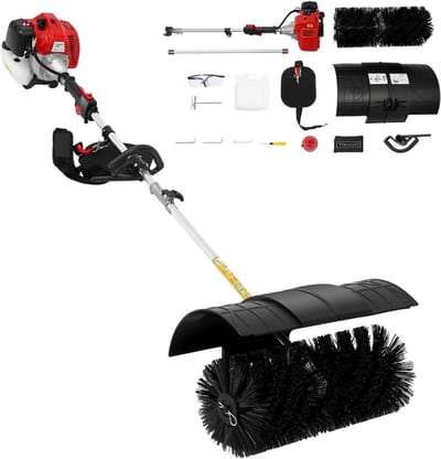 Benzine Veegmachine - Motorbezem Sneeuwblazer - Terrassen Reinigen - Grote Veegkop - 60 cm - Rood