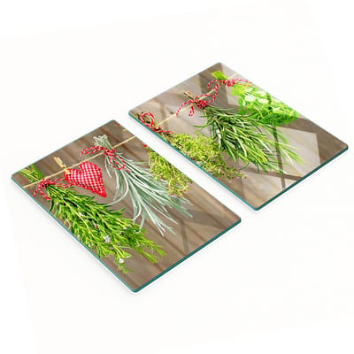 Keukenplanken van gehard glas met afbeeldingen van kruidenslierten, 2x40x52 cm