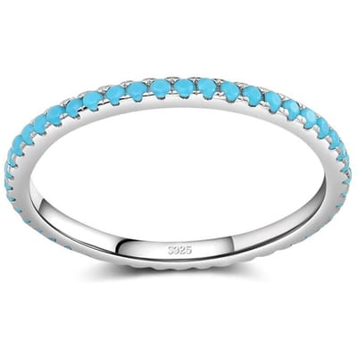Tibetaans Klassiek Verfijnde Cirkel Turkoois Bedel Stapelbare Vingerring Voor Vrouwen Trendy Fijne Sieraden 10