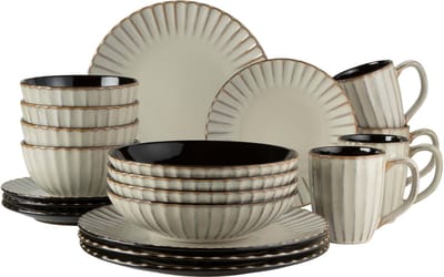 Mäser Combi Set CONFINO 20-delig Serviesset in Beige - Compleet Eetservies voor 4 Personen - Keramisch Serviesgoed met Borden, Kommen en Schalen - 10 kg Gewicht
