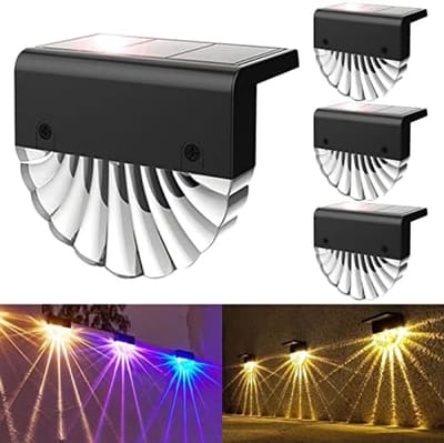 Buitenlamp op Zonne-Energie, IP65 Waterdichte Led-Zonnelamp, 2 Modi, Warm Wit/Kleur, Solar Wandlampen Buiten Perfect voor Tuin, Hek, Pathway (4 stuks)