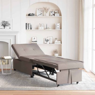 vidaXL - Uittrekbare - Slaapbank - Taupe - 194 - x - 50 - x - 82 - cm - Stof