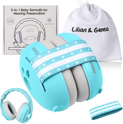 Gehoorbescherming voor baby - 2-in-1 hoofdtelefoon met geluidsbescherming 25 dB, verstelbare hoofdband, ideaal voor lawaaierige omgevingen en gebruik van 3-48 maanden