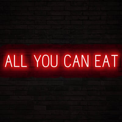 ALL YOU CAN EAT - Lichtreclame Neon LED bord verlicht | SpellBrite | 134,57 x 16 cm | 6 Dimstanden & 8 Lichtanimaties | Reclamebord neon verlichting