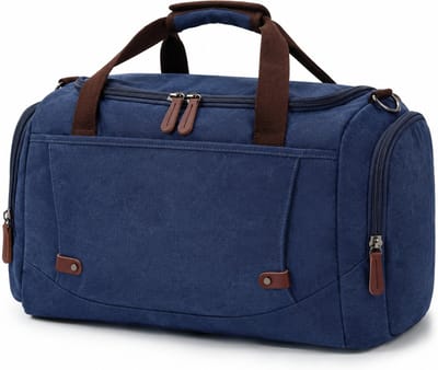 Weekendtas, Uniseks canvas reistas, Sporttas, Grote reistas in retro, 40L grote capaciteit, meerdere zakken, voor mannen en vrouwen, canvas (blauw)