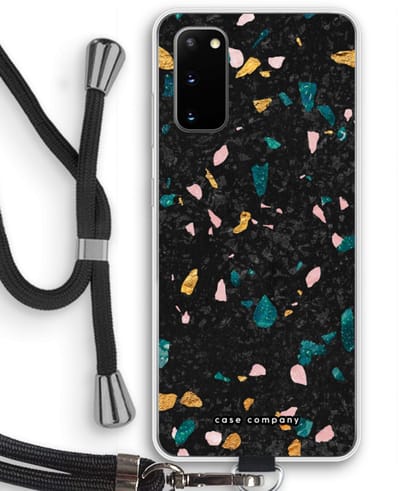 Case Company® - Hoesje met koord geschikt voor Samsung Galaxy S20 hoesje met Koord - Terrazzo N°10 - Telefoonhoesje met Zwart Koord - Bescherming aan alle Kanten en Over de Schermrand