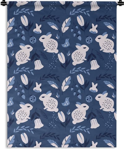 Wandkleed - Wanddoek - Konijnen - Scandinavië - Patronen - 90x120 cm - Wandtapijt