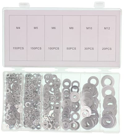 carrosseriering set 500 stuks - m4 tot m12 - wasringen - bevestigingsringen
