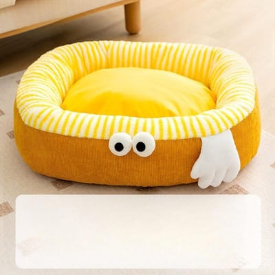 Nouveau Monstre aux Grands Yeux Tapis Chauffant pour Chien Respirant et Frais Petit Chien Automne et Hiver Lit pour Chien Lit pour Chat Niche pour Animal de Compagnie S (refer to the option chart size chart) yellow