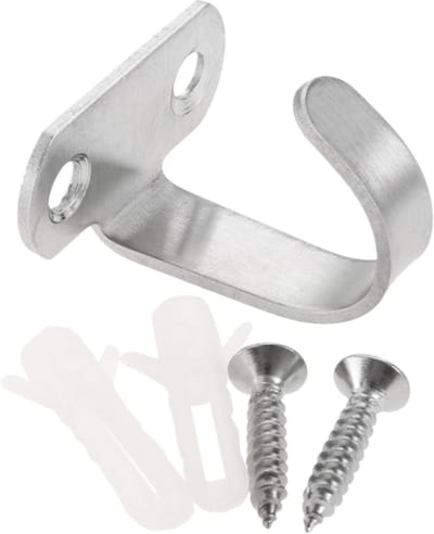 FSW-Products - Plafondhaak RVS - Ophangsysteem - 1 Stuk - Ophanghaak - Kledinghaak - Met Schroeven - Staal - Zilver - Haken