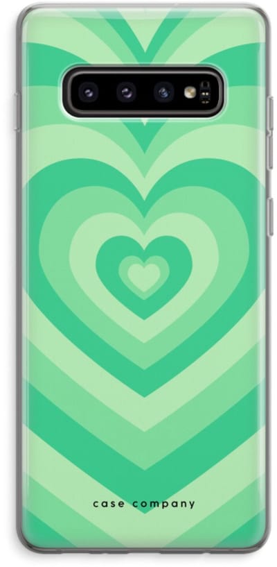 Case Company® - Hoesje geschikt voor Samsung Galaxy S10 Plus hoesje - Hart Groen - Soft Cover Telefoonhoesje - Bescherming aan alle Kanten en Schermrand