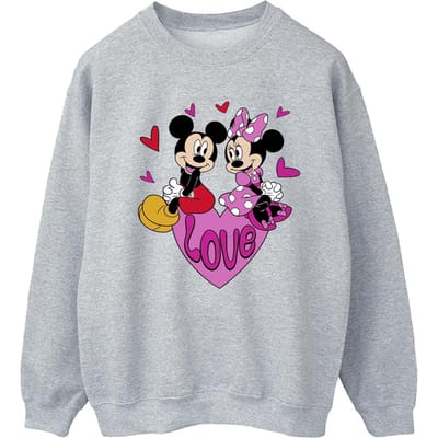 Disney Dames/Dames Love Hearts Mickey & Minnie Mouse Sweatshirt (Sportgrijs)