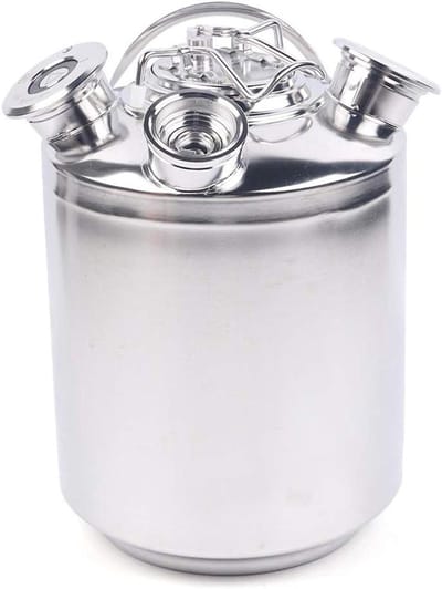 Reinigingsvat Bier - Bier Reiniger - Bierleidingen Schoon - 3 Gaten Kleppen - 10 Liter - Zilver