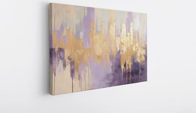 Saammp Canvas Schilderij - paars goude horizon - Abstract - 30x20 - Foto op canvas - Wanddecoratie - Muurdecoratie Woonkamer - Slaapkamer decoratie - Canvas Print