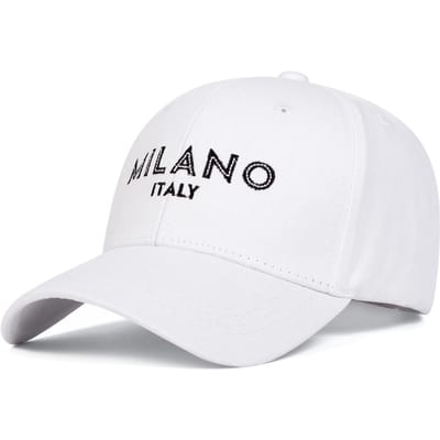 Casquettes de Baseball Unisexes Broderie Lettres Milano Printemps Automne Extérieur Réglables Casquettes Décontractées Chapeau Pare-Soleil white