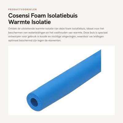 Dailygoods- Isolatiebuis Goede Warmte-Isolatie - Foam Isolatiebuis - 10mm Binnenmaat - 20mm Buitenmaat - 0.5m Lengte - Schokbestendig Rubber