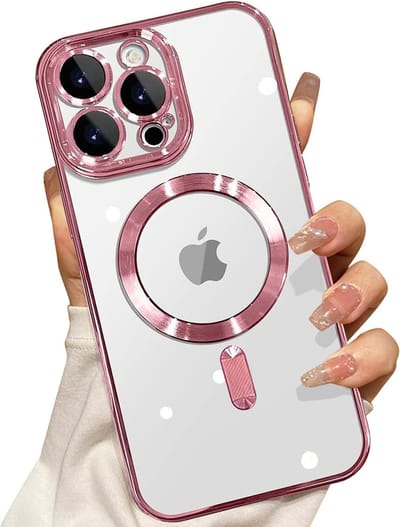 Backcover hoesje Geschikt voor: iPhone 16 Plus met geïntegreerde Camera lens bescherming [magnetische hoes] compatibel met MagSafe Dames Heren - Roze