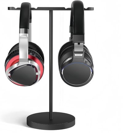 Hoofdtelefoonstandaard - Headset houder - Bureau organiseren - Verzwaarde basis - 28 cm hoog - Grijs