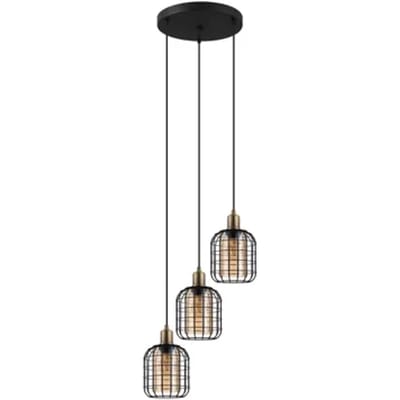 EGLO Chisle Hanglamp - E27 - Ø 42,5 cm - Glas, Staal - Zwart/Amber