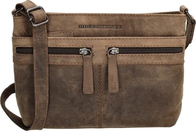 Hide & Stitches Idaho Schoudertas - 100% Leer - Donkerbruin
