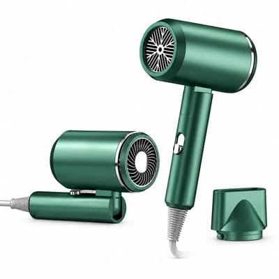 Opvouwbare föhn - 1300 W - 3 snelheden en warme/koude lucht - met blaasmond voor thuis en onderweg - groen