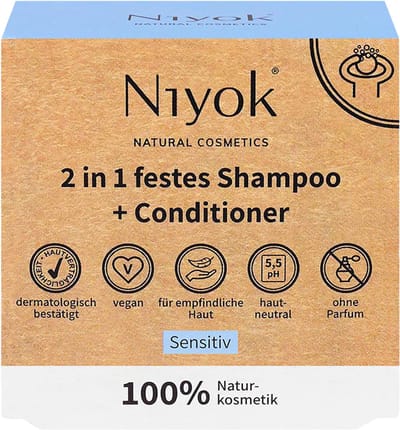 Niyok Sensitive 2-in-1 Shampoo & Conditioner Bar - 80G - Vegan Shampoo - Sensitive - 2-in-1 Haircare