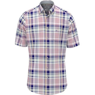 Fynch-Hatton Overhemd Multicolor Check Short Sleeve Button-Down Light Peony-Multi / male