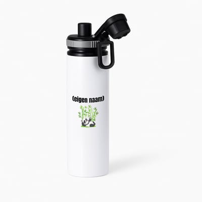 Hacebo® - liggende panda en bamboe met eigen naam waterfles met draaidop grijs - Panda - panda liefhebbers - iemand die houdt van panda's - verjaardag - cadeau - kado - water fles - 850ML