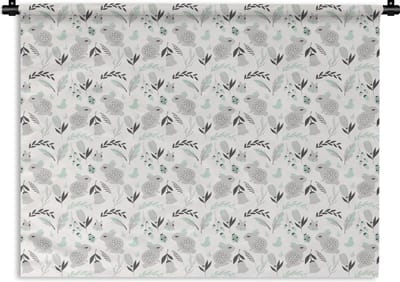 Wandkleed - Wanddoek - Konijnen - Patronen - Lente - 120x90 cm - Wandtapijt