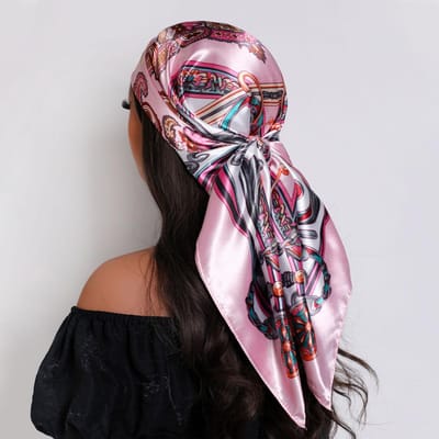 Haarsjaal Dames Luxe Vierkante Zijden Foulard Satijnen Bandana Zomer Zachte Nekdoek Hijab Hoofddoeken Voor Dames roze