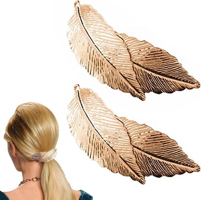 Vintage Metalen Bladeren Haarclips - 2 Stuks Minimalistische Haaraccessoires voor Vrouwen en Meisjes, Perfect voor Ponytail en Bruiloften